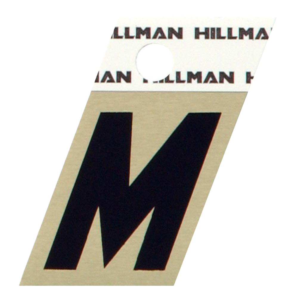 Hillman 1-1/2 in. Black & Gold Aluminum Angle Cut Sticker Letter M