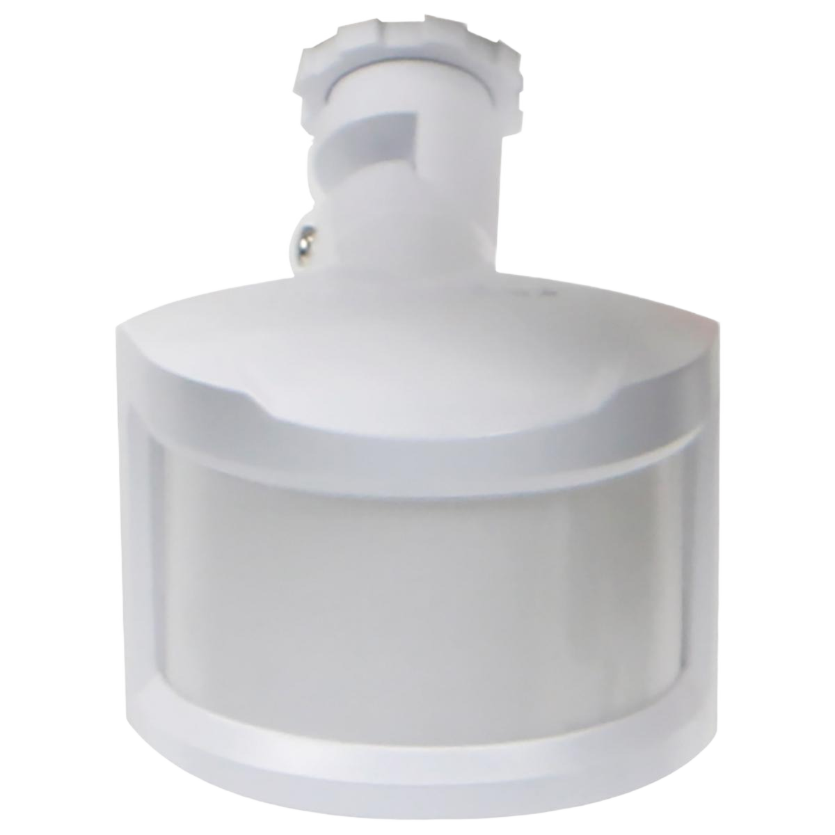 White motion sensor security light with adjustable mount for outdoor home security and smart lighting applications