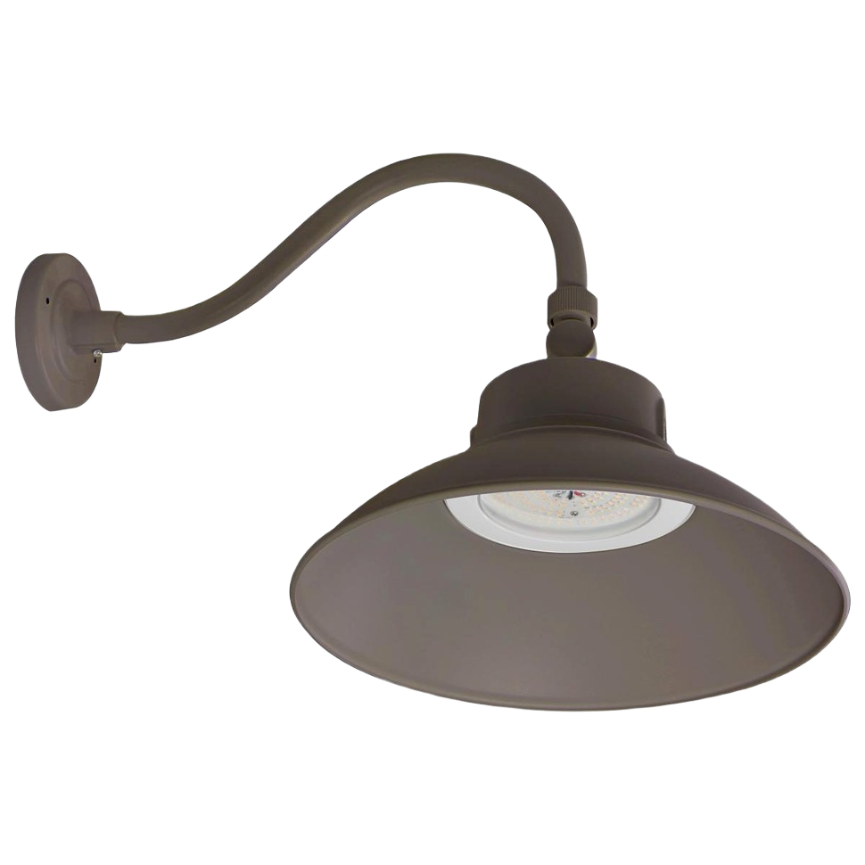 Bronze gooseneck LED light fixture with adjustable brightness for outdoor lighting and home improvement collections