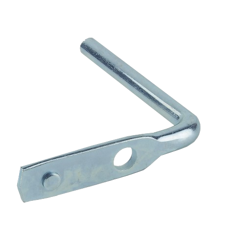 Metal guide tool with angled arm and central hole, designed for precise positioning in home improvement tasks