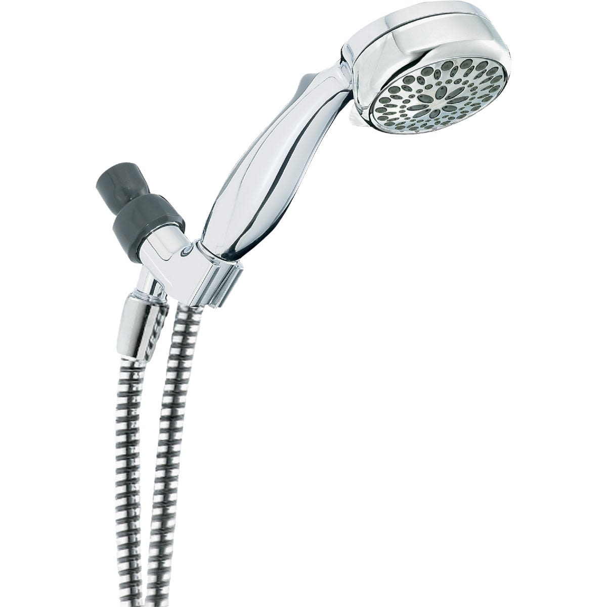 Chrome hand shower with flexible metal hose and seven spray settings for home improvement bathroom upgrades