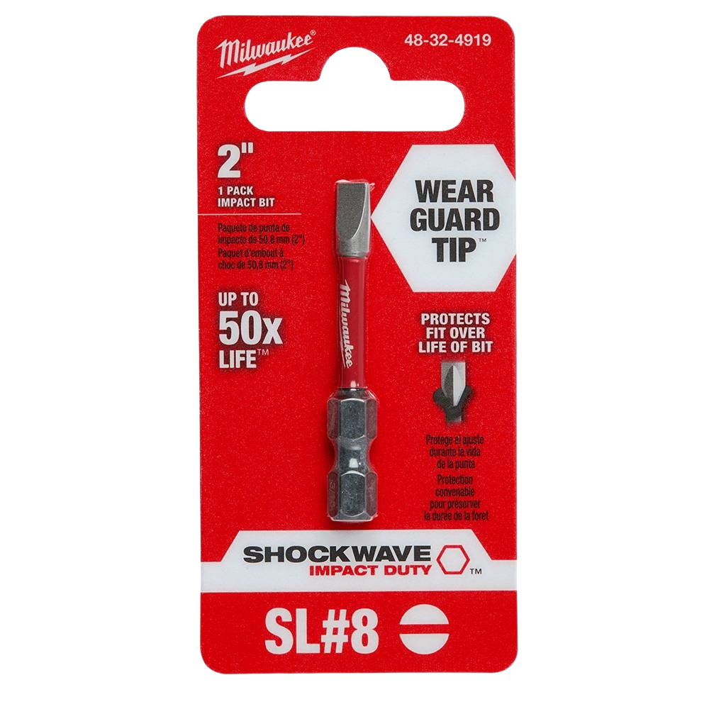 Milwaukee slotted impact bit with Wear Guard Tip for enhanced durability in tool accessories and drill bits collections under $50