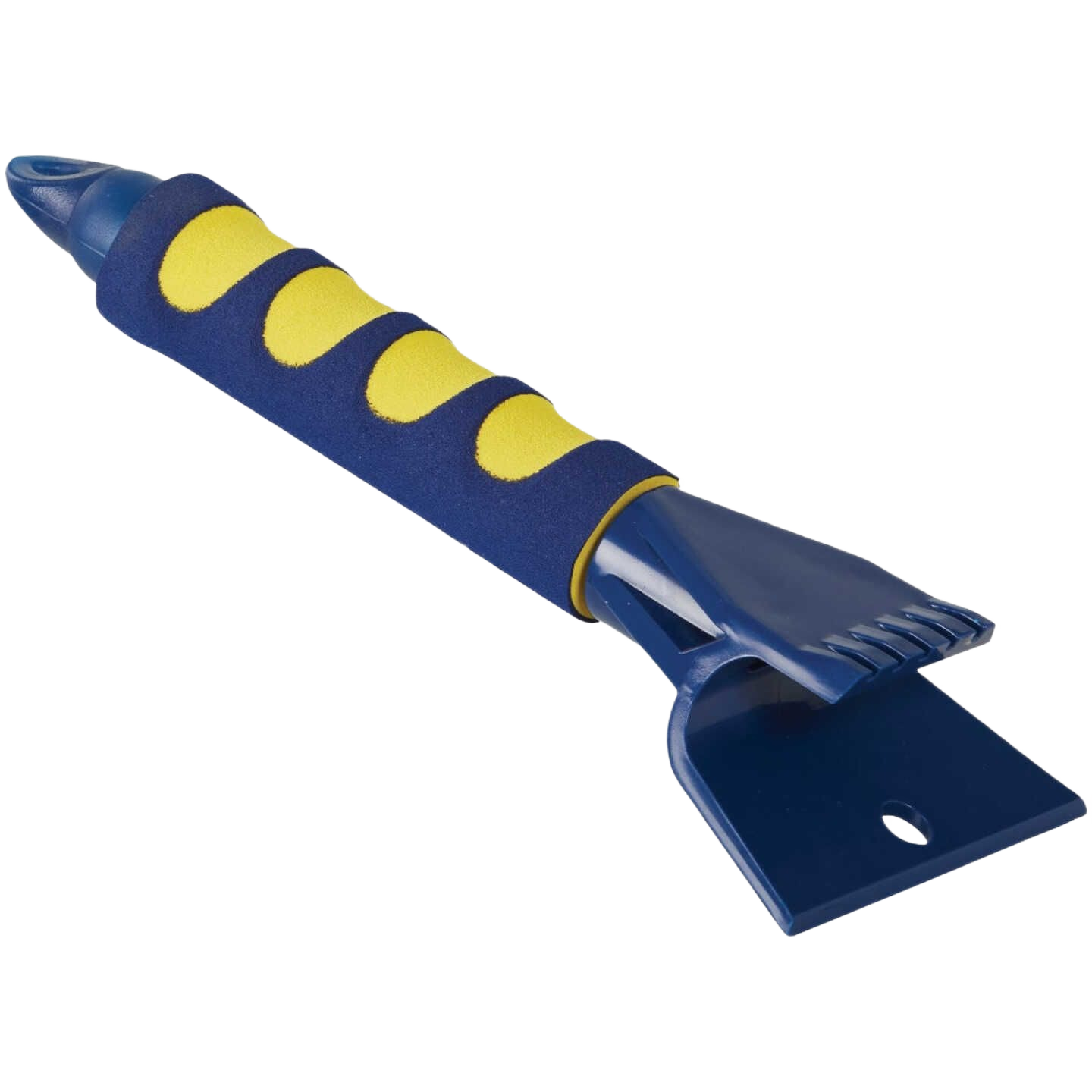 Blue ergonomic ice scraper with chipper edge and foam grip for automotive winter care under $50 tools collection