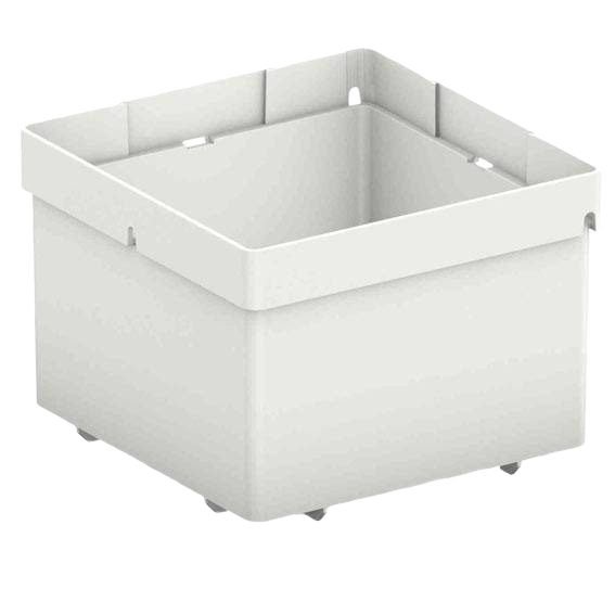 Light gray plastic organizer box for tool storage and workshop organization systems collections