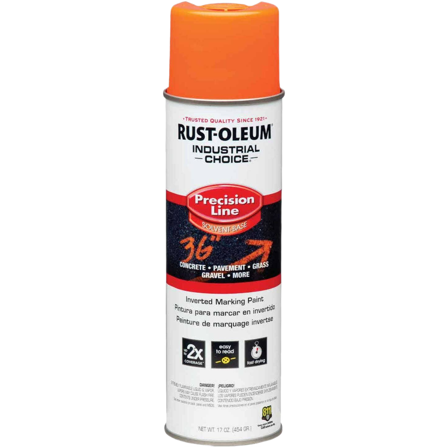 Rust-Oleum Industrial Choice APWA Orange Marking Spray Paint, 17 oz.