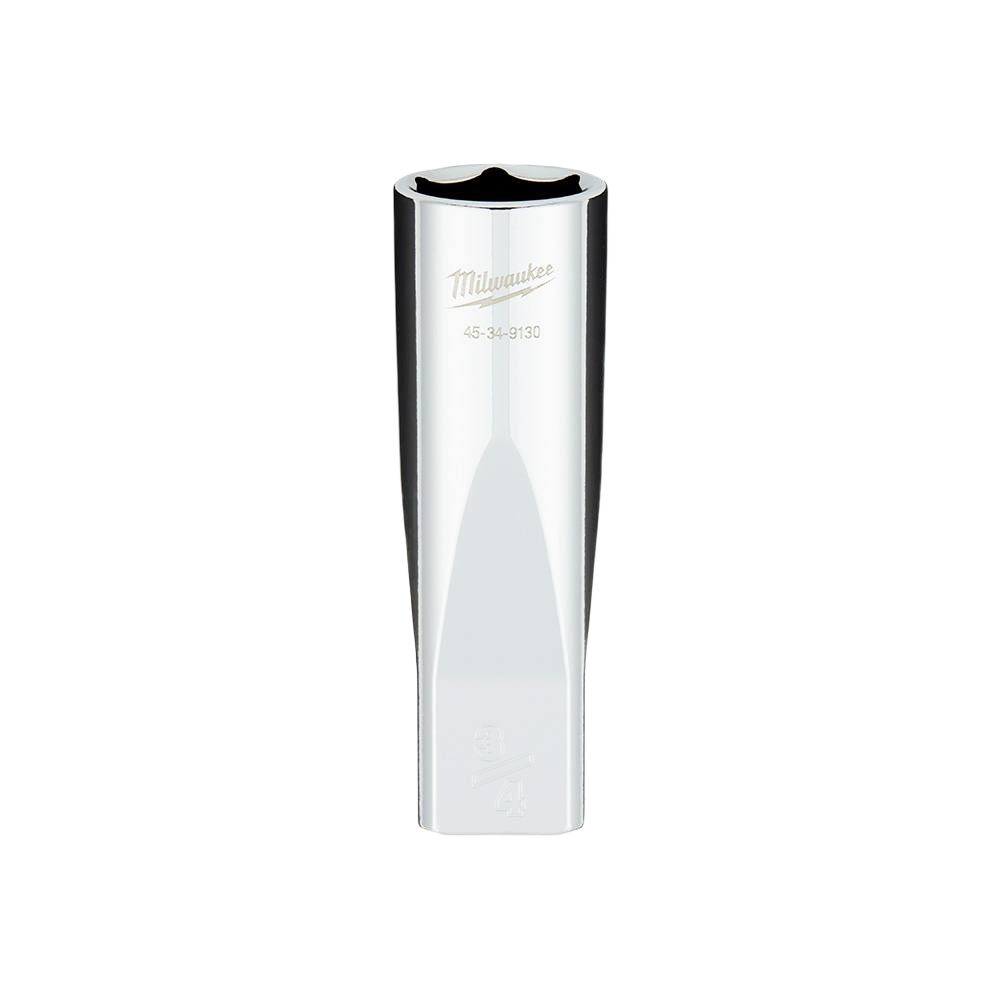Polished deep socket with four flat sides for enhanced grip in tools and home improvement tasks