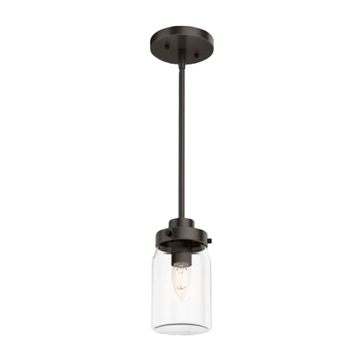 Modern one-light mini pendant with Onyx Bengal finish and clear glass shade for pendant lighting collections