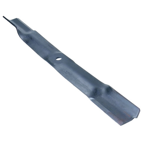Steel mower blade with a central mounting hole designed for durability in lawn care and home improvement tasks