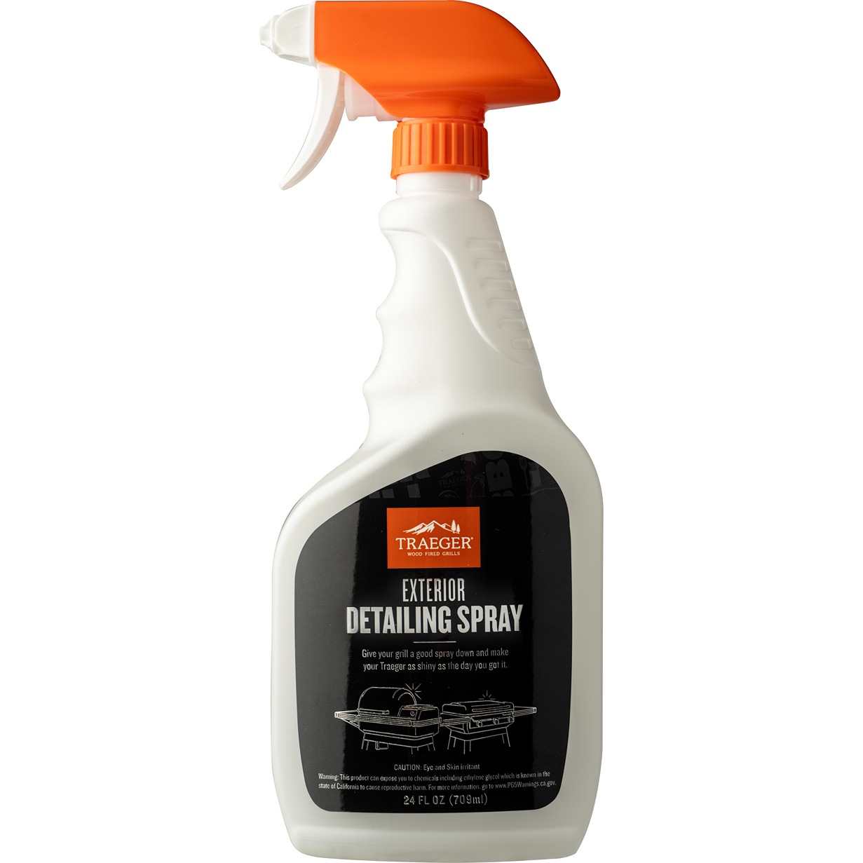 White spray bottle with orange trigger labeled for exterior grill detailing in outdoor living and grill accessories collections
