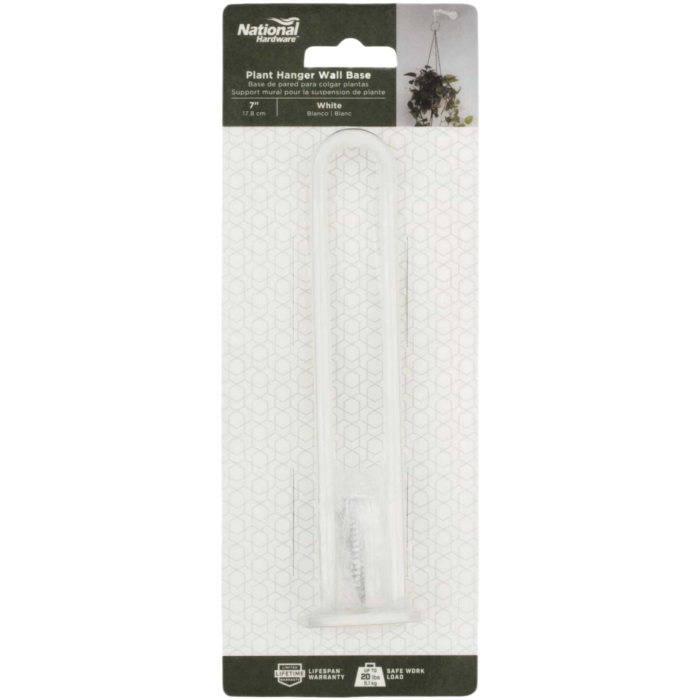 White steel wall base plant hanger designed for durable support of hanging planters in lawn and garden under $50 collections