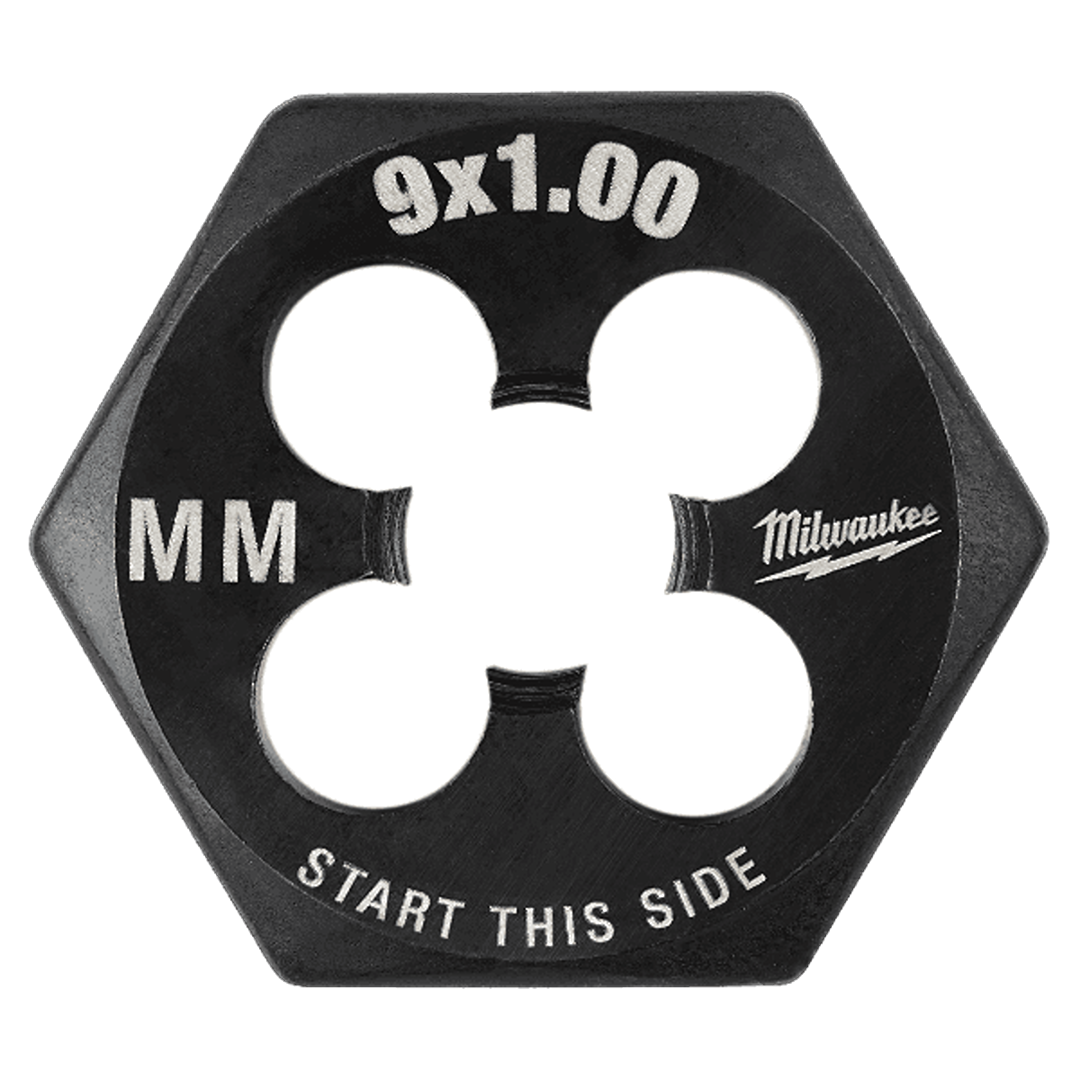Hexagonal metric threading die with laser-etched markings for precise external thread cutting in tool accessories collections