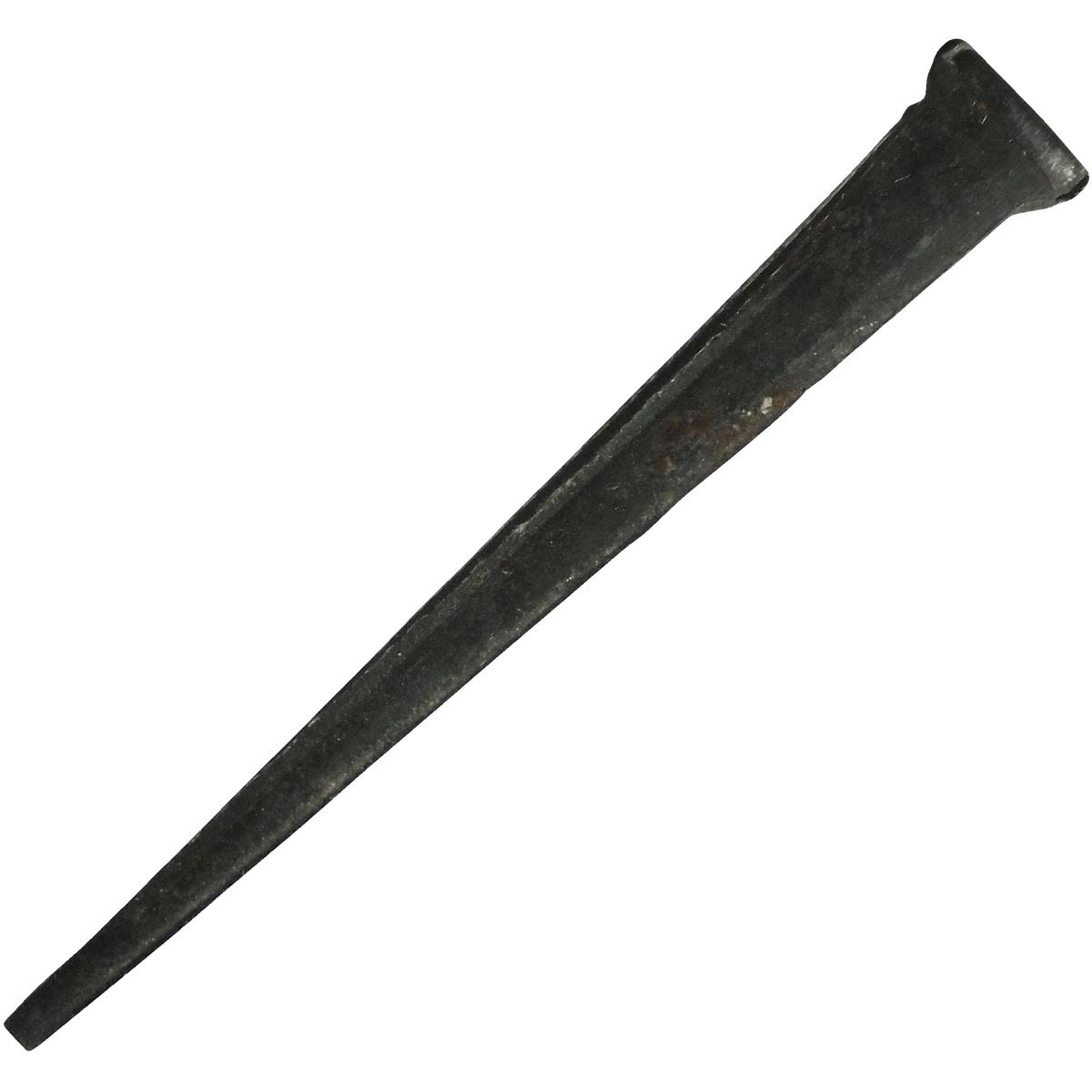 Tapered black hardened steel masonry nail for fastening wood to concrete and cinder blocks in home improvement projects