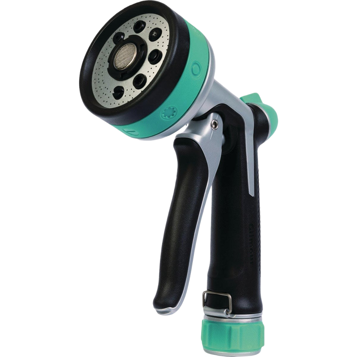 Black and green stainless steel garden nozzle with eight spray patterns, designed for watering and irrigation tools collection
