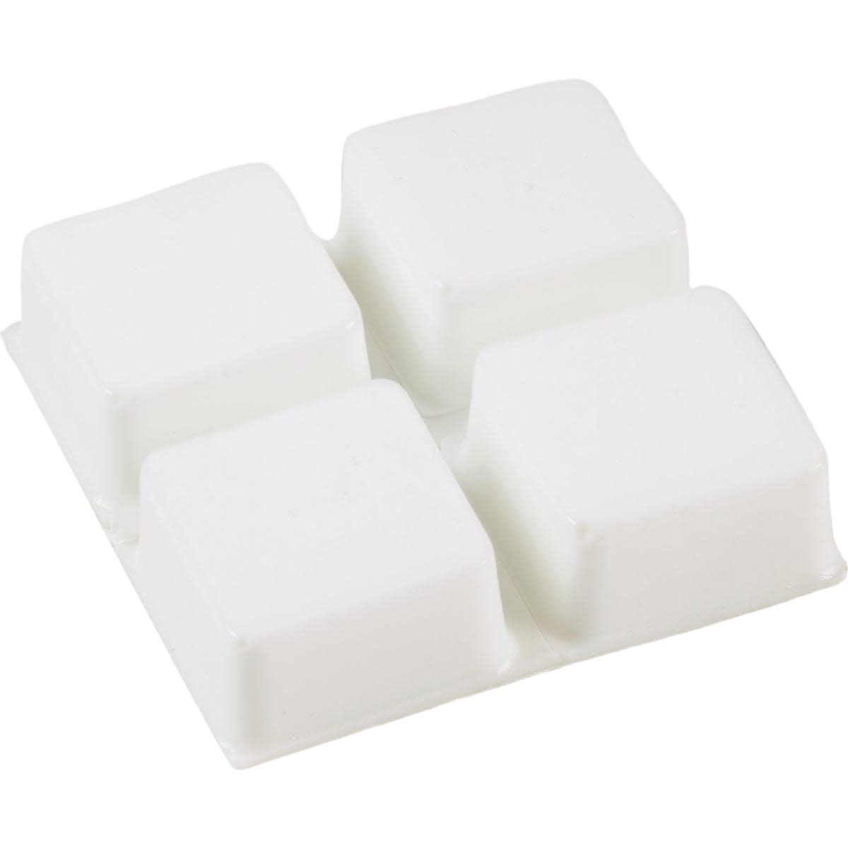 Set of four white square self-adhesive bumpers designed for protecting surfaces in home improvement projects
