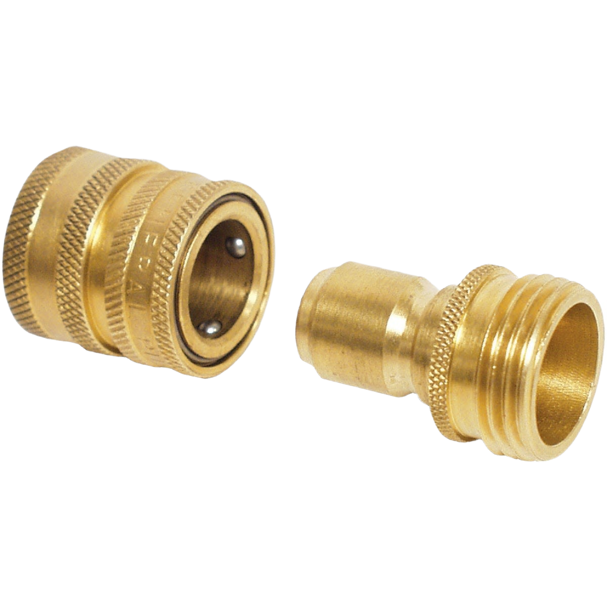 Brass quick connect fitting set for garden hoses designed for easy attachment in home improvement tasks