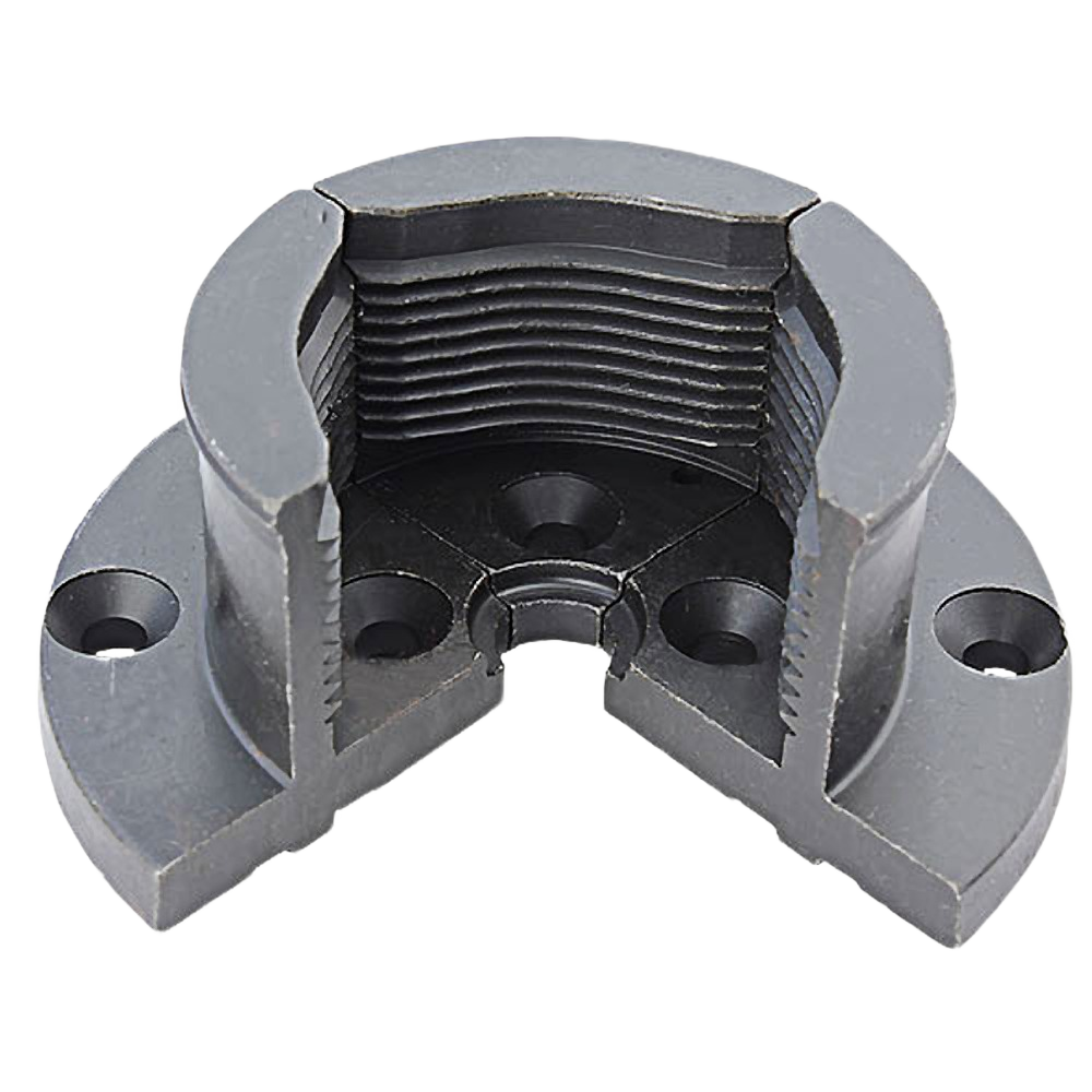 Profiled steel tower jaw for woodworking chuck providing strong grip on large bowls and vases in tools collection