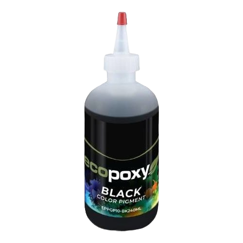 Black liquid color pigment bottle with precision nozzle for tools and home improvement projects