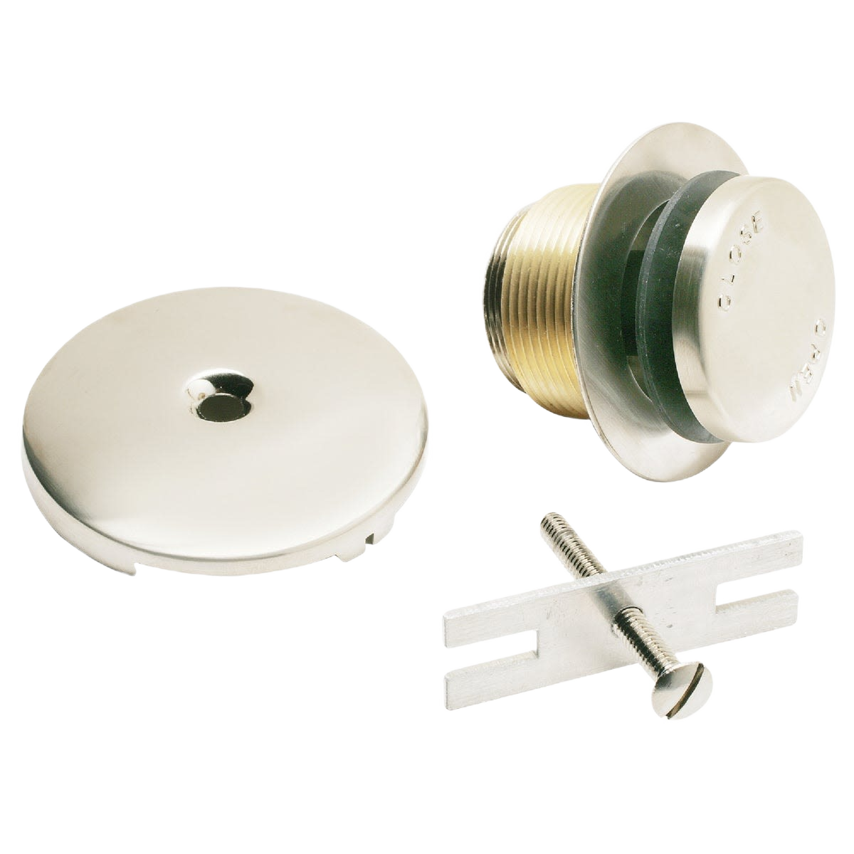 Polished brass bath drain trim kit with faceplate and mounting hardware for plumbing and sink repair parts under $50 collections