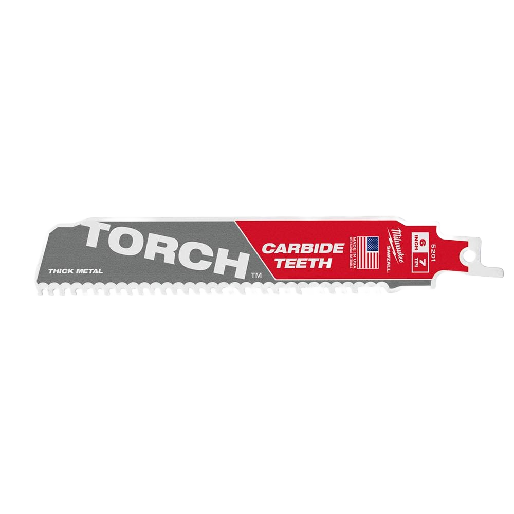 Milwaukee reciprocating saw blade with carbide teeth for thick metal cutting in woodworking and power tool accessories
