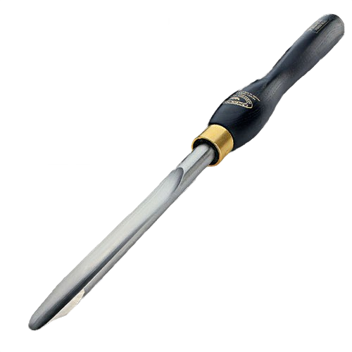 Black-handled detail gouge with polished steel blade for precise woodworking and home improvement tasks