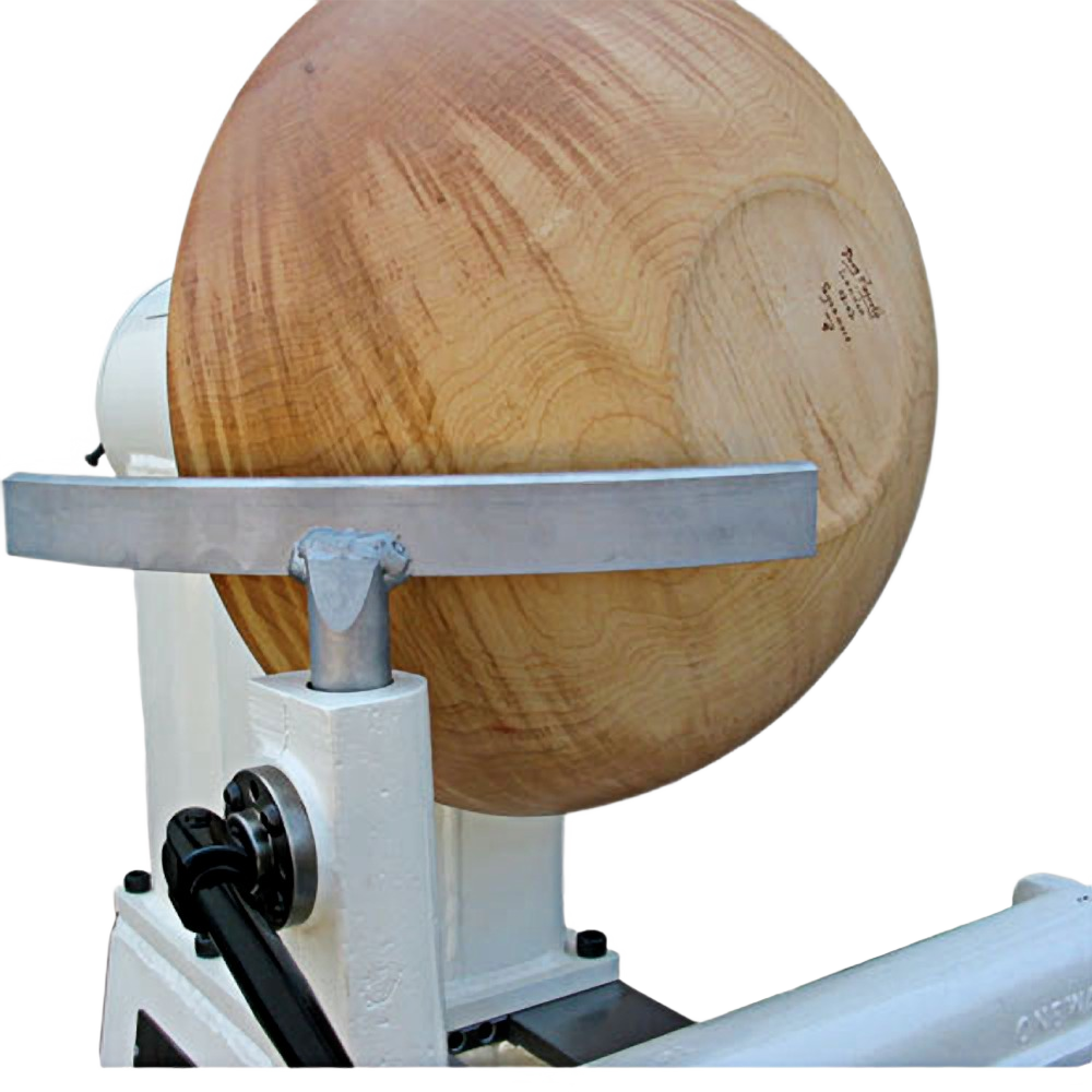 Woodturning lathe with curved tool rest for shaping medium to large wooden bowls in woodworking tools under $100