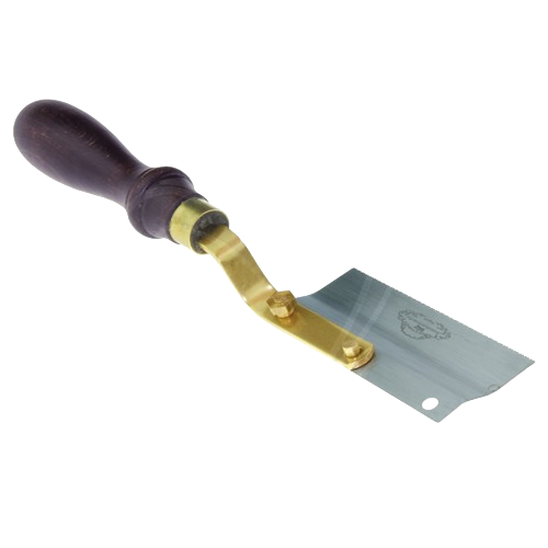 Wood-handled reversible offset saw with brass offset neck for precision woodworking and home improvement tasks