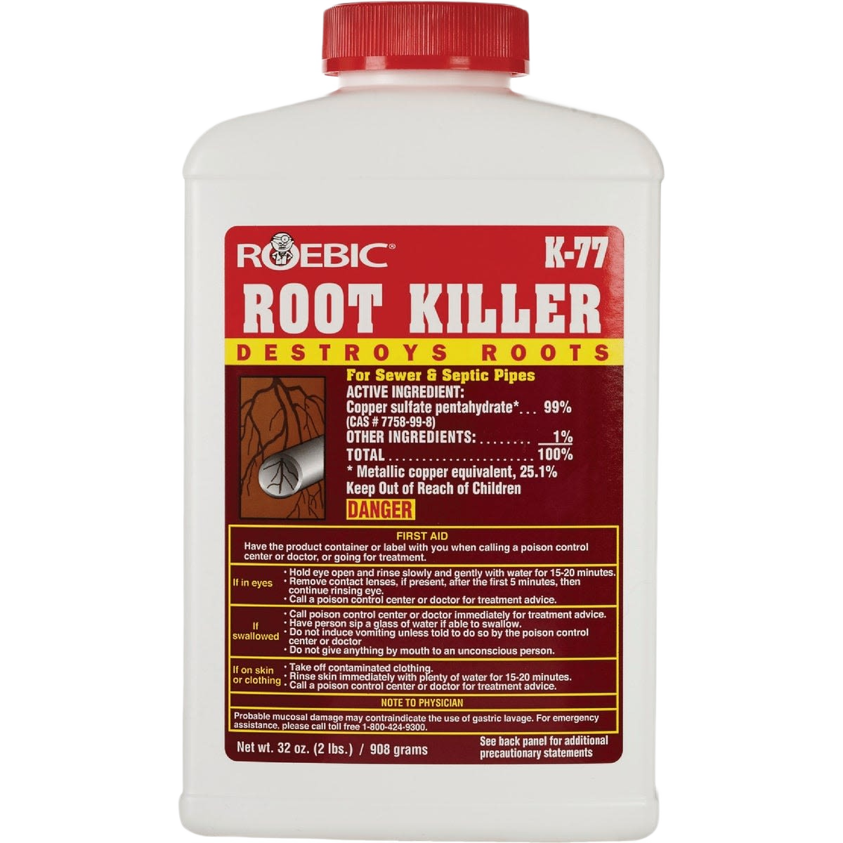 Plastic bottle of root killer for clearing and preventing pipe clogs in plumbing under $50 for home improvement