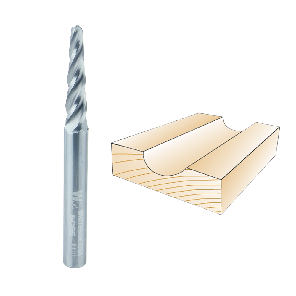 Solid carbide conical tapered CNC router bit with four flutes for precise woodworking in tool accessories and CNC collections