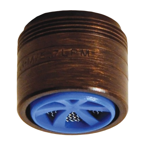 Dual thread aerator in oil rubbed bronze finish with blue internal screen for plumbing repair and faucet parts.