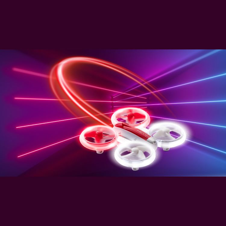 Compact red and white mini drone with glowing neon rings in vehicles and remote controlled toys under $100 collection
