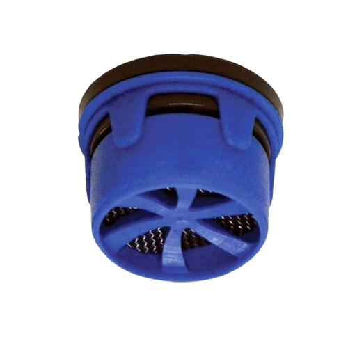 Blue faucet aerator insert replacement with built-in screen for water flow control in home improvement projects