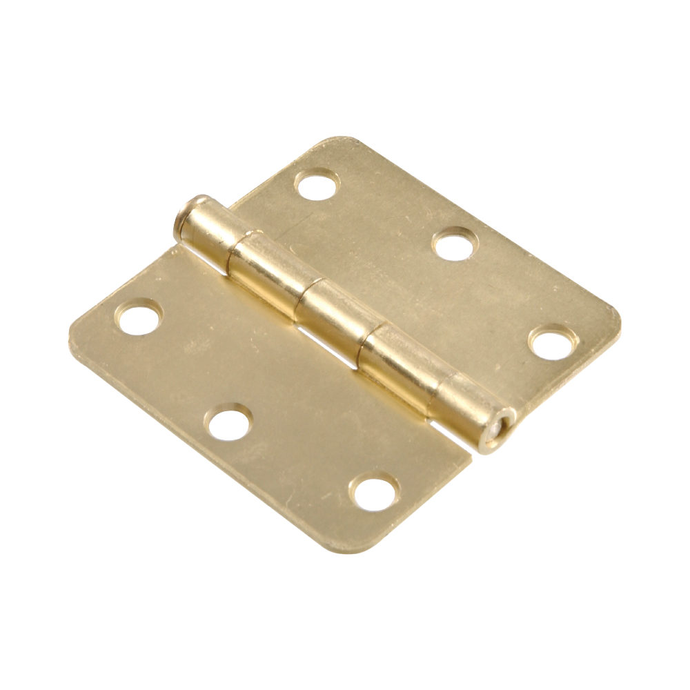 Hardware Essentials 3" Round Corner Door Hinge Satin Brass, 3-Pack