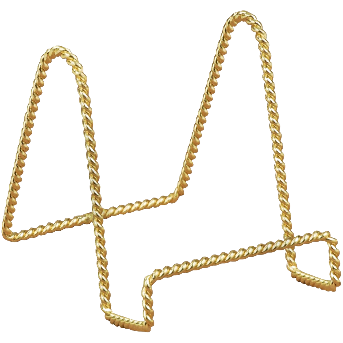 Twisted brass metal plate stand with elegant finish designed for home accents and decor display under $50 collection