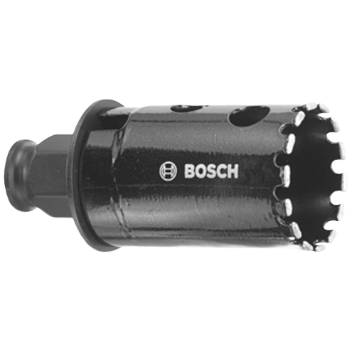Bosch diamond hole saw with durable black body designed for cutting hard materials in power tools and home improvement projects