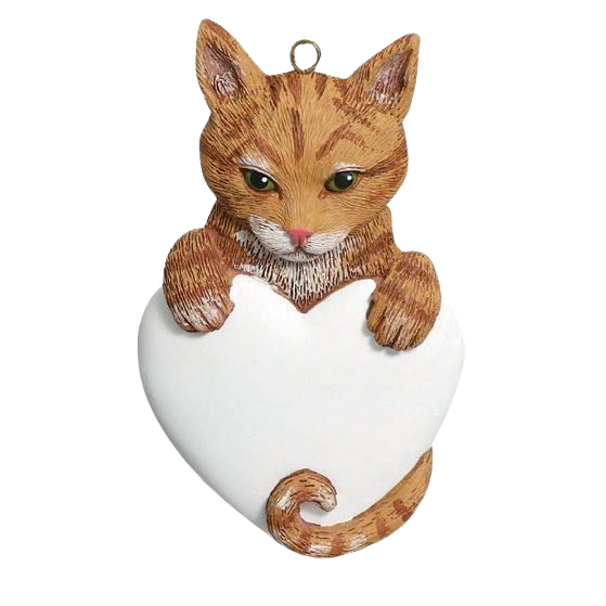 Orange tabby cat ornament holding a white heart for Christmas Ornaments & Tree Decorations under $50 collection