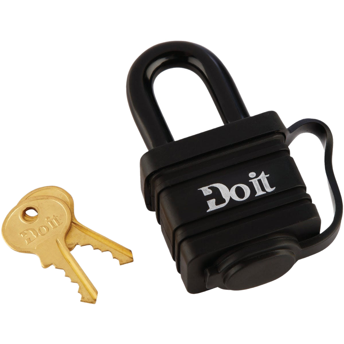 Black covered laminated padlock with matching keys for secure fastening in hardware and fasteners under $50 category