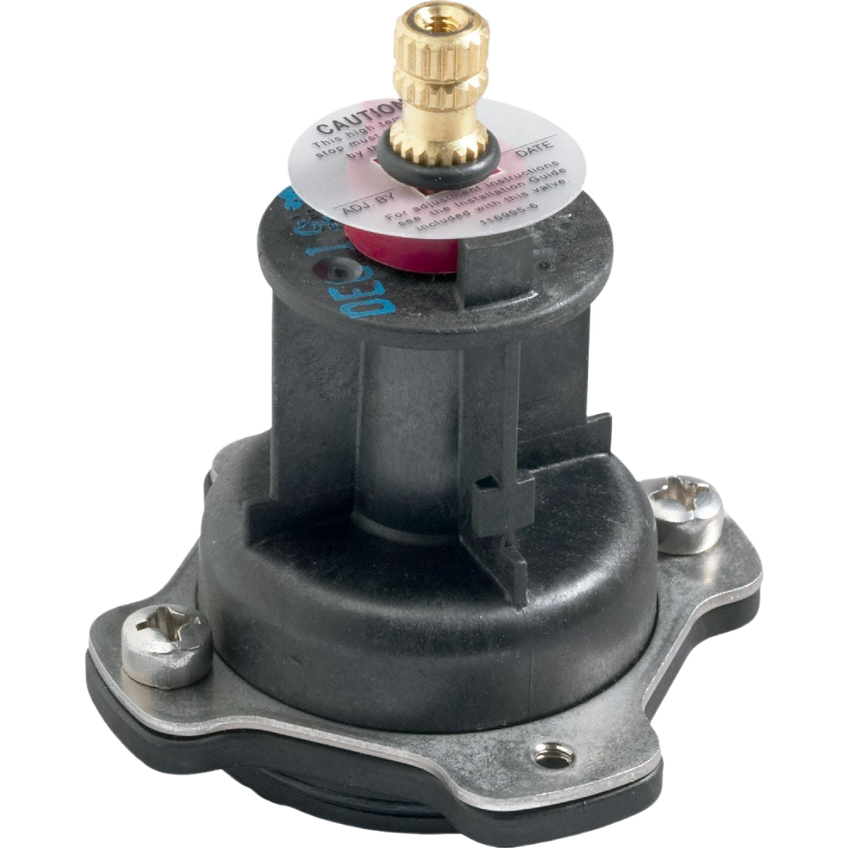 Black and metal mixer cap component with brass fitting for pressure balance shower valve in home improvement projects