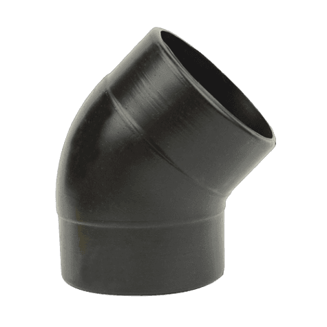 Black ABS 2-1/2" 45-degree elbow connector for dust collectors and woodworking tool air filtration systems