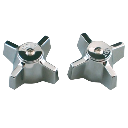 Pair of chrome faucet handles with cross design for plumbing repair and home improvement projects under $50
