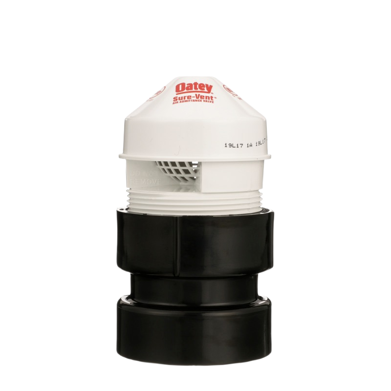 White and black air admittance valve with ABS adapter for plumbing in pipes and fittings under $50 collection