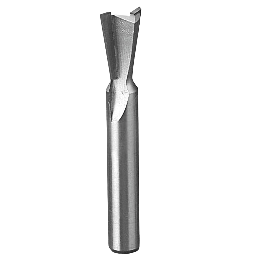 Carbide-tipped dovetail router bit with 8mm shank for precise woodworking in tool accessories and power tool collections