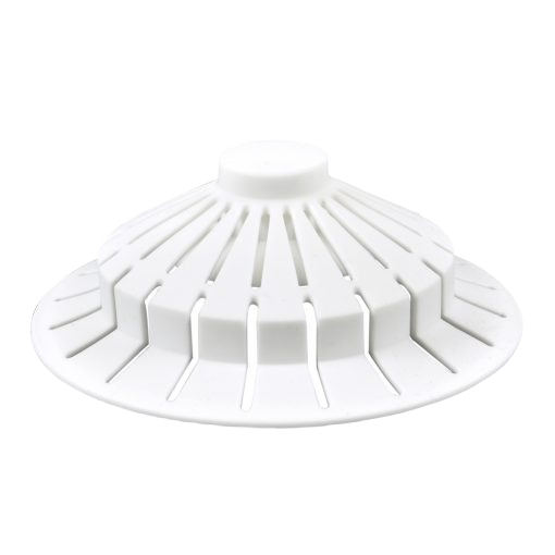White silicone hair catcher with suction cup for bathtub drain protection in Plumbing Parts & Repair collection