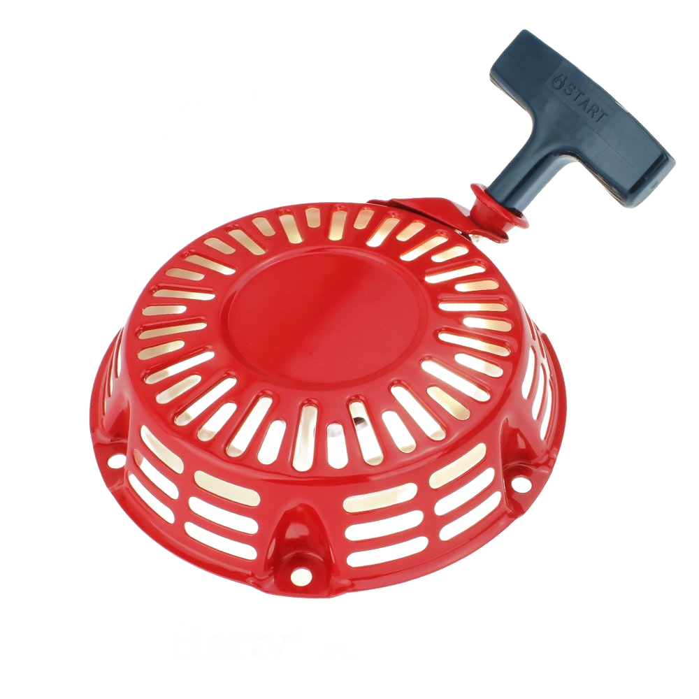 Red recoil starter assembly with black T-handle for Honda engines, part of Parts & Lubricants under $100 collection.