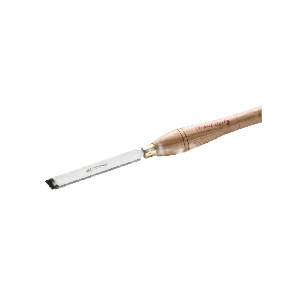 Wood-handled skew chisel with polished steel blade for precise woodworking and home improvement projects