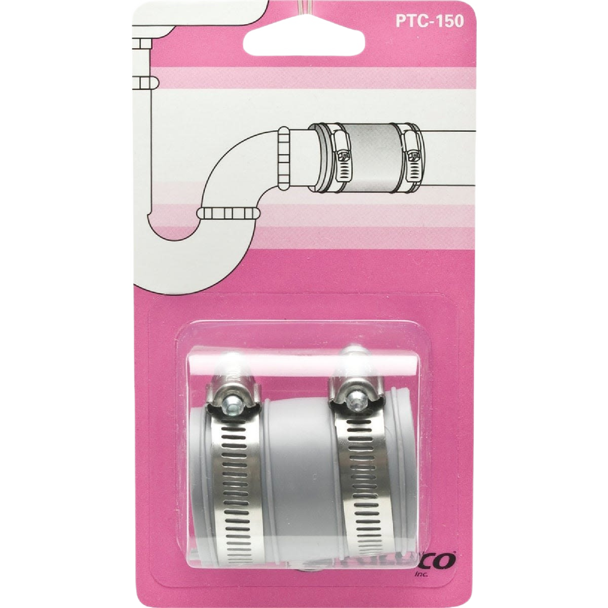 Plastic tubular pipe connector with adjustable metal clamps for plumbing repairs in home improvement collections under $50