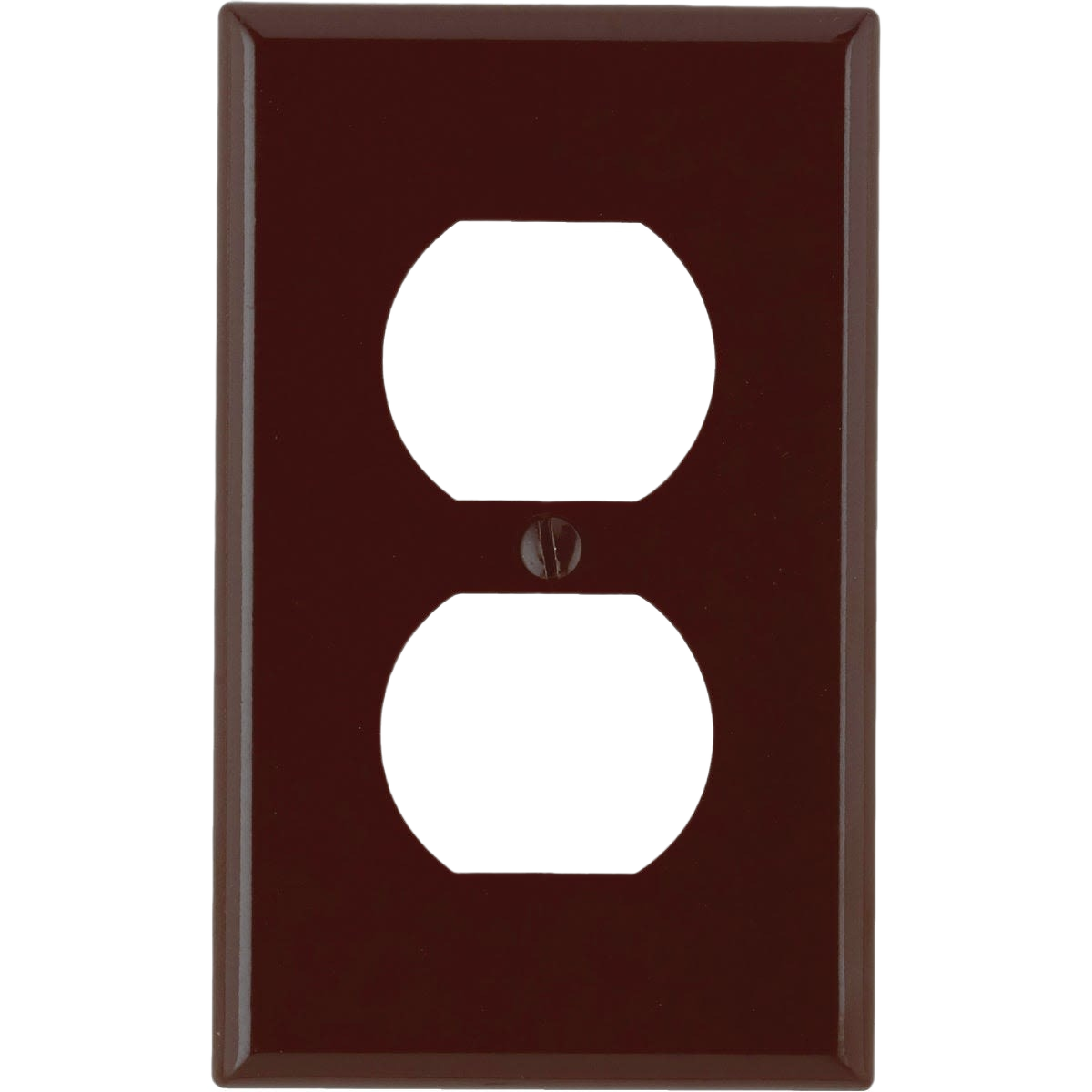 Smooth brown plastic 1-gang outlet wall plate for electrical covers in home improvement projects
