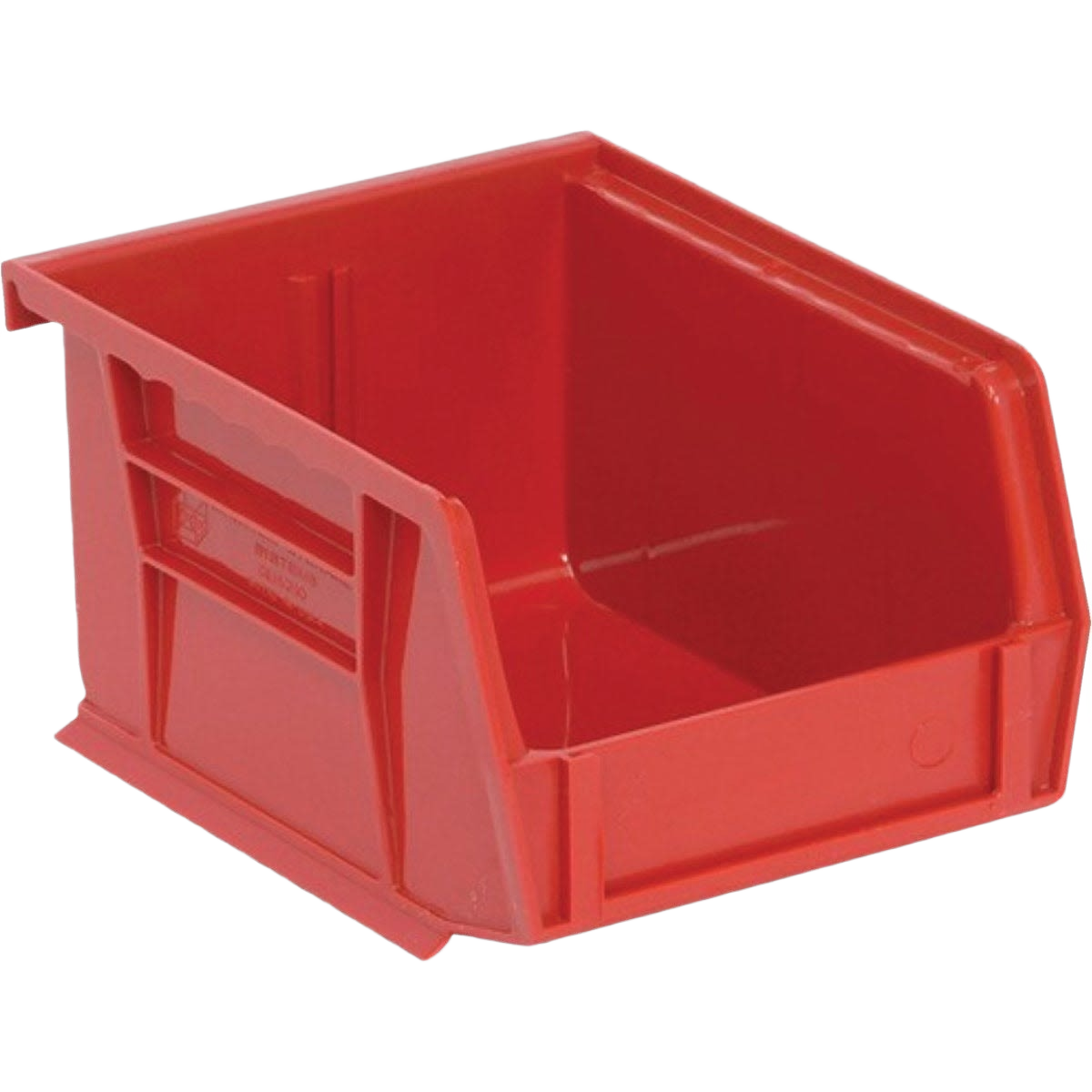 Red durable small parts storage bin with wide front opening for easy access and stacking in organization collections