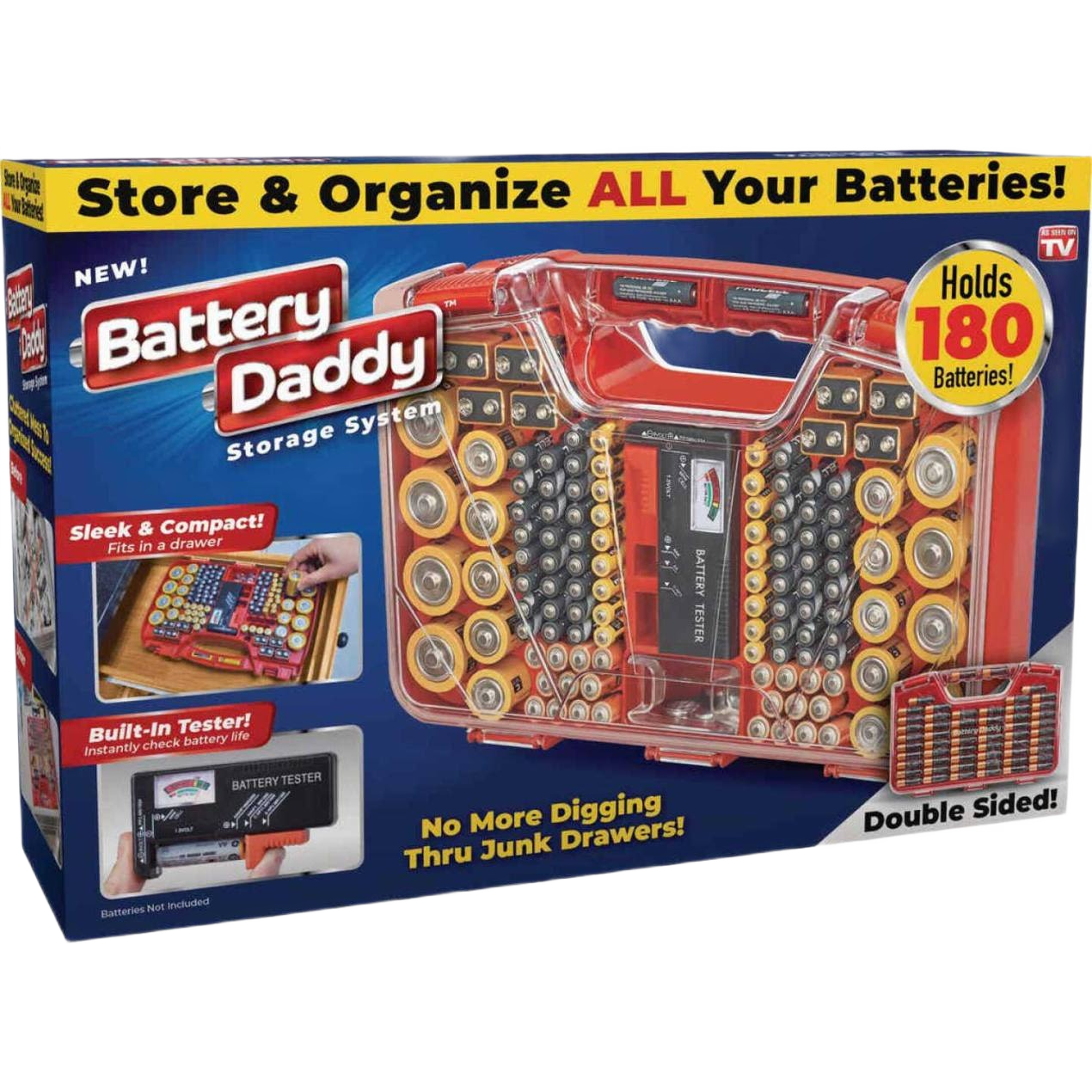 Double-sided battery storage case with clear locking lid designed for organizing various battery types under $50 collections