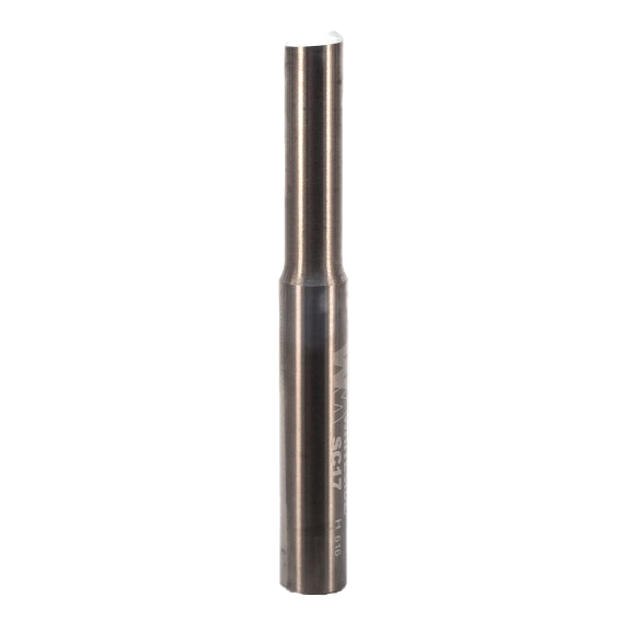 Solid carbide straight router bit with single flute, designed for precision woodworking in tools and home improvement under $50
