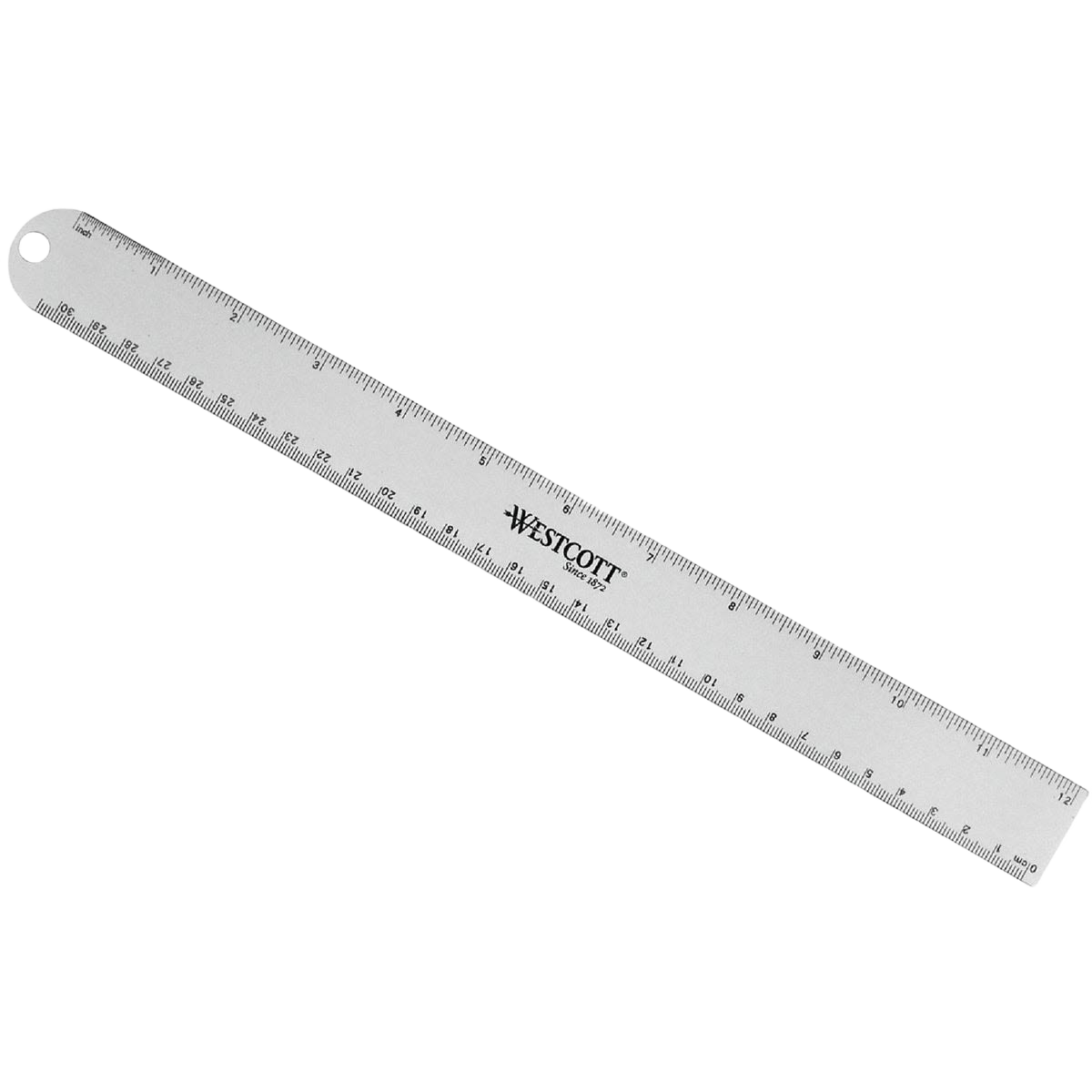 12-inch aluminum measuring ruler with matte finish and hang-up hole for Office Supplies & Stationary use
